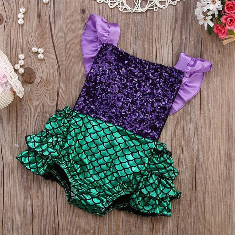 Little mermaid baby romper with matching headband
